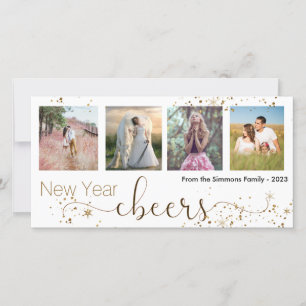 Cartes Pour Fêtes Annuelles Gold Trendy New Year Cheers Photo Collage