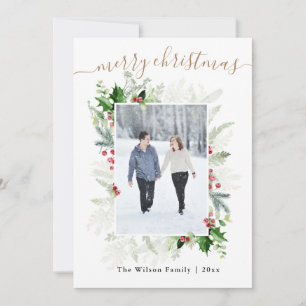 Cartes Pour Fêtes Annuelles Gold White Green Joyeux Noël Photo
