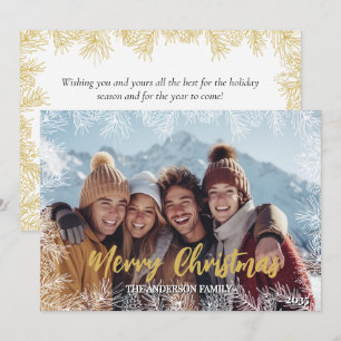 Cartes Pour Fêtes Annuelles Gold White Modern Elegant Photo de famille Noël