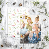 Cartes Pour Fêtes Annuelles Gold Winter Greenery Joyeux Noël Script Photo