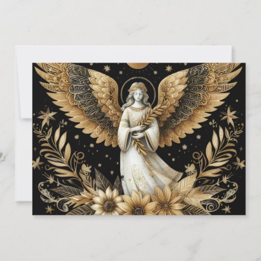 Cartes Pour Fêtes Annuelles Golden Angel Flat Holiday Card (Devant)