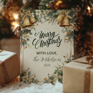 Cartes Pour Fêtes Annuelles Golden Bells Noël rustique