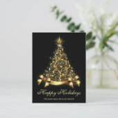 Cartes Pour Fêtes Annuelles Golden Black Christmas Tree Accueil d'entreprise (Debout devant)