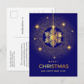 Cartes Pour Fêtes Annuelles Golden Blue Christmas Ornament Salutation d'entrep (Devant / Derrière)
