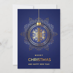 Cartes Pour Fêtes Annuelles Golden Blue Christmas Ornament Salutation d'entrep