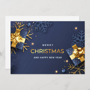 Cartes Pour Fêtes Annuelles Golden Blue Christmas Ornament Salutation d'entrep