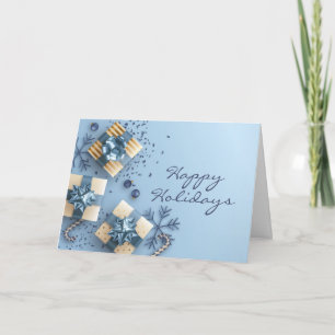 Cartes Pour Fêtes Annuelles Golden Blue Christmas Ornament Salutation d'entrep