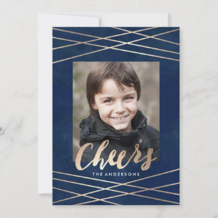 Cartes Pour Fêtes Annuelles Golden Cheer   Holiday Photo Card