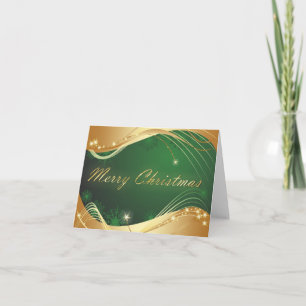 Cartes Pour Fêtes Annuelles Golden Christmas motive with green background