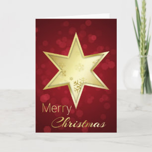 Cartes Pour Fêtes Annuelles Golden Christmas Star Red Bokeh
