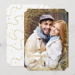 Cartes Pour Fêtes Annuelles Golden Faux Parties scintillant et flocon de neige