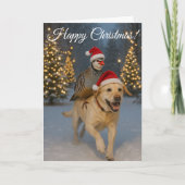 Cartes Pour Fêtes Annuelles Golden Labrador and Partridge Christmas card (Devant)