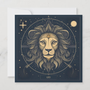 Cartes Pour Fêtes Annuelles Golden Leo Zodiac