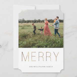 Cartes Pour Fêtes Annuelles Golden MERRY Modern Photo Holiday Card