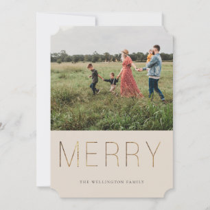 Cartes Pour Fêtes Annuelles Golden MERRY Modern Photo Holiday Card Sable