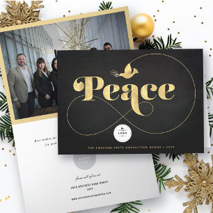 Cartes Pour Fêtes Annuelles Golden Peace & Dove Stylo Typographie Business