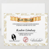 Cartes Pour Fêtes Annuelles Golden Père Noël Nice List (Devant / Derrière)