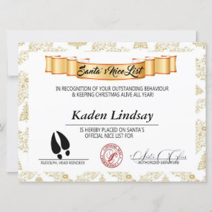 Cartes Pour Fêtes Annuelles Golden Père Noël Nice List