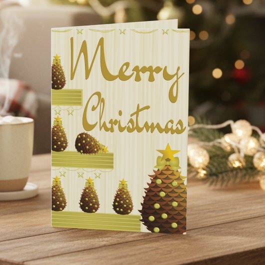 Cartes Pour Fêtes Annuelles Golden Pinecones And Script Christmas