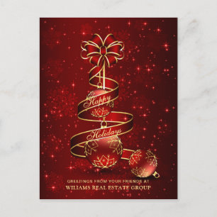 Cartes Pour Fêtes Annuelles Golden Red Christmas Ball Salutation d'entreprise