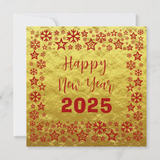 Cartes Pour Fêtes Annuelles Golden red Square wish card with golden stars