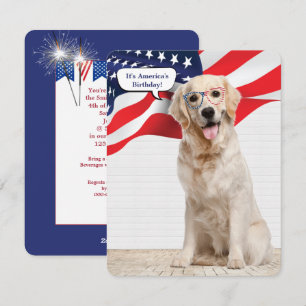 Cartes Pour Fêtes Annuelles Golden Retriever 4 juillet Party Holiday Card