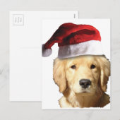 Cartes Pour Fêtes Annuelles Golden Retriever À Santa Hat (Devant / Derrière)