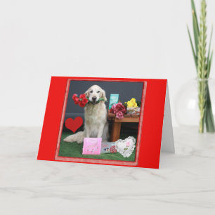 Cartes Pour Fêtes Annuelles Golden retriever avec des fleurs pour la