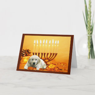 Cartes Pour Fêtes Annuelles Golden Retriever Chanukah Card Menorah3