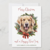 Cartes Pour Fêtes Annuelles Golden Retriever Chien Custom Joyeux Noël (Devant)