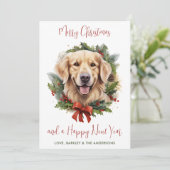 Cartes Pour Fêtes Annuelles Golden Retriever Chien Custom Joyeux Noël (Debout devant)