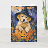 Cartes Pour Fêtes Annuelles Golden Retriever Chien Halloween (Devant)