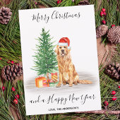 Cartes Pour Fêtes Annuelles Golden Retriever Chien Père Noël Tree Joyeux Noël