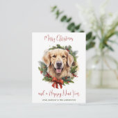 Cartes Pour Fêtes Annuelles Golden Retriever Chien tendance Joyeux Noël (Debout devant)