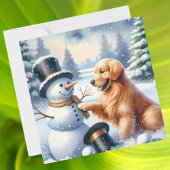 Cartes Pour Fêtes Annuelles Golden Retriever Christmas Snowman