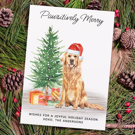 Cartes Pour Fêtes Annuelles Golden Retriever Custom mignon Joyeux chien de Noë