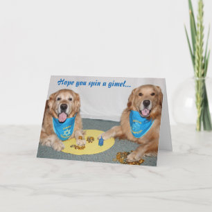Cartes Pour Fêtes Annuelles Golden Retriever Game of Dreidel Hanoukka