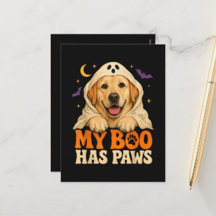 Cartes Pour Fêtes Annuelles Golden Retriever Halloween Pattes Effrayantes