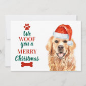 Cartes Pour Fêtes Annuelles Golden Retriever mignon chien Joyeux Noël (Devant)