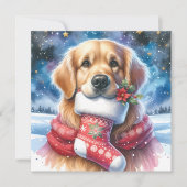Cartes Pour Fêtes Annuelles Golden Retriever Noël Stocking (Devant)