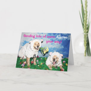 Cartes Pour Fêtes Annuelles Golden retriever Pâques Fuzzies chaud