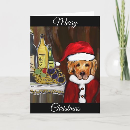 CARTES POUR FÊTES ANNUELLES GOLDEN RETRIEVER PÈRE NOËL  (Devant)