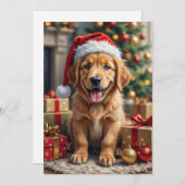 Cartes Pour Fêtes Annuelles Golden Retriever Puppy's First Christmas Festive (Devant / Derrière)