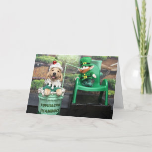 Cartes Pour Fêtes Annuelles Golden Retriever Pupstachio Shake St. Patty's Day