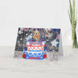 Cartes Pour Fêtes Annuelles Golden Retriever Quart Juillet Cake