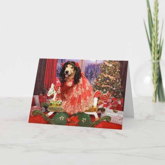 Cartes Pour Fêtes Annuelles Golden Retriever Rocse Noël (Devant)