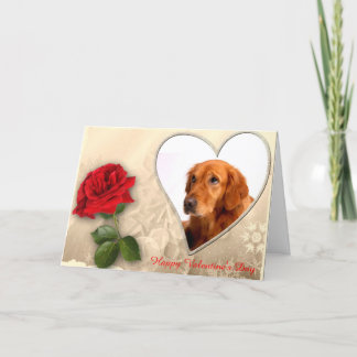 Cartes Pour Fêtes Annuelles Golden Retriever Rose Heureuse Sainte-Valentin de