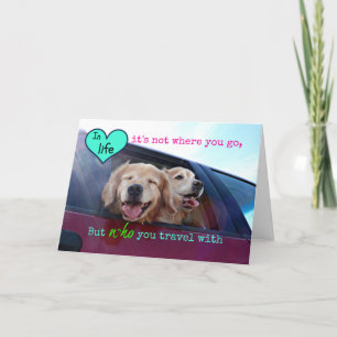 Cartes Pour Fêtes Annuelles Golden Retriever Travel Friendship
