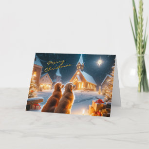 Cartes Pour Fêtes Annuelles Golden Retrivers Watch Christmas Star Card