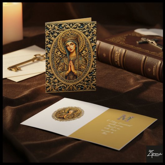 Cartes Pour Fêtes Annuelles Golden Revergence Vierge Marie